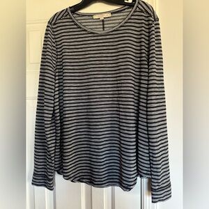 LOFT Black and White Striped Long Sleeve layering Tee shirt women’s XL